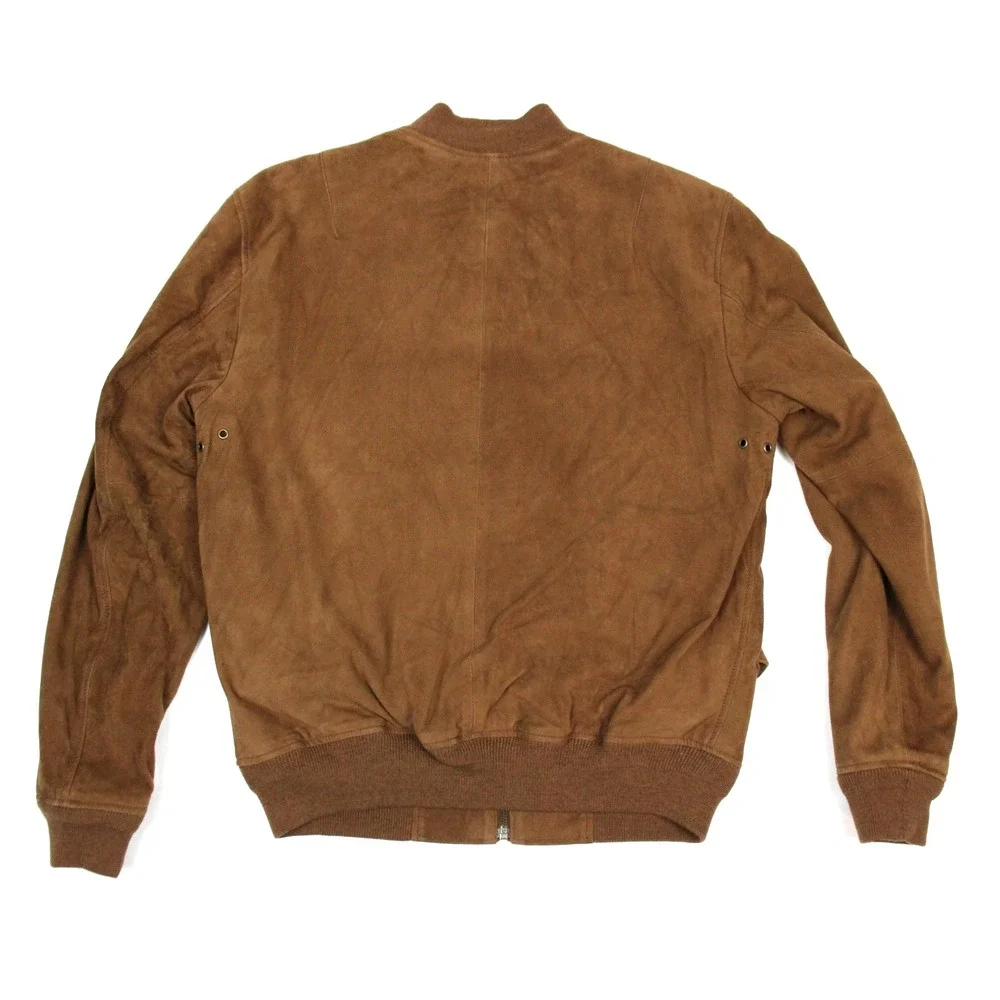 Polo Ralph Lauren Suede Flight Jacket Mens S Brown Full Zip Classic Bomber